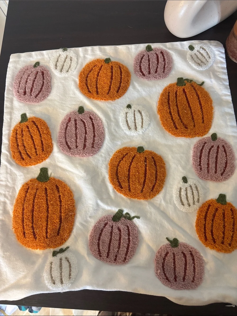 Plush Pumpkin Throw Pillow Cases - Orange, Mauve & White Pumpkins